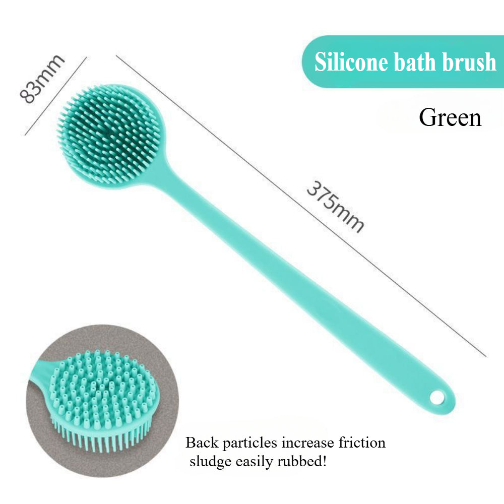 Long Handle Silicone Body Scrubber – Dual-Sided Shower Brush for Exfoliating & Cleansing