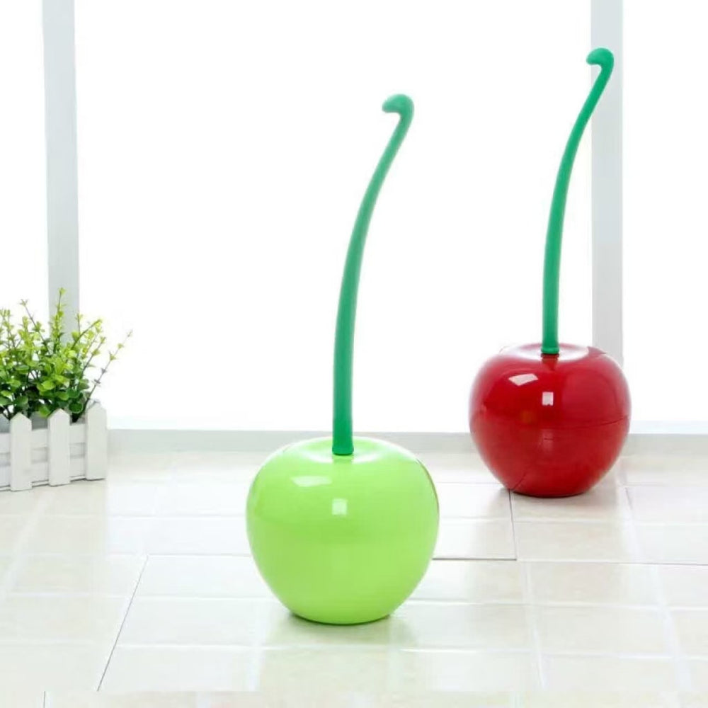 Cherry Toilet Brush Set - Creative, Rust-Resistant with Holder & Long Handle for Deep Cleaning & Bathroom Decor