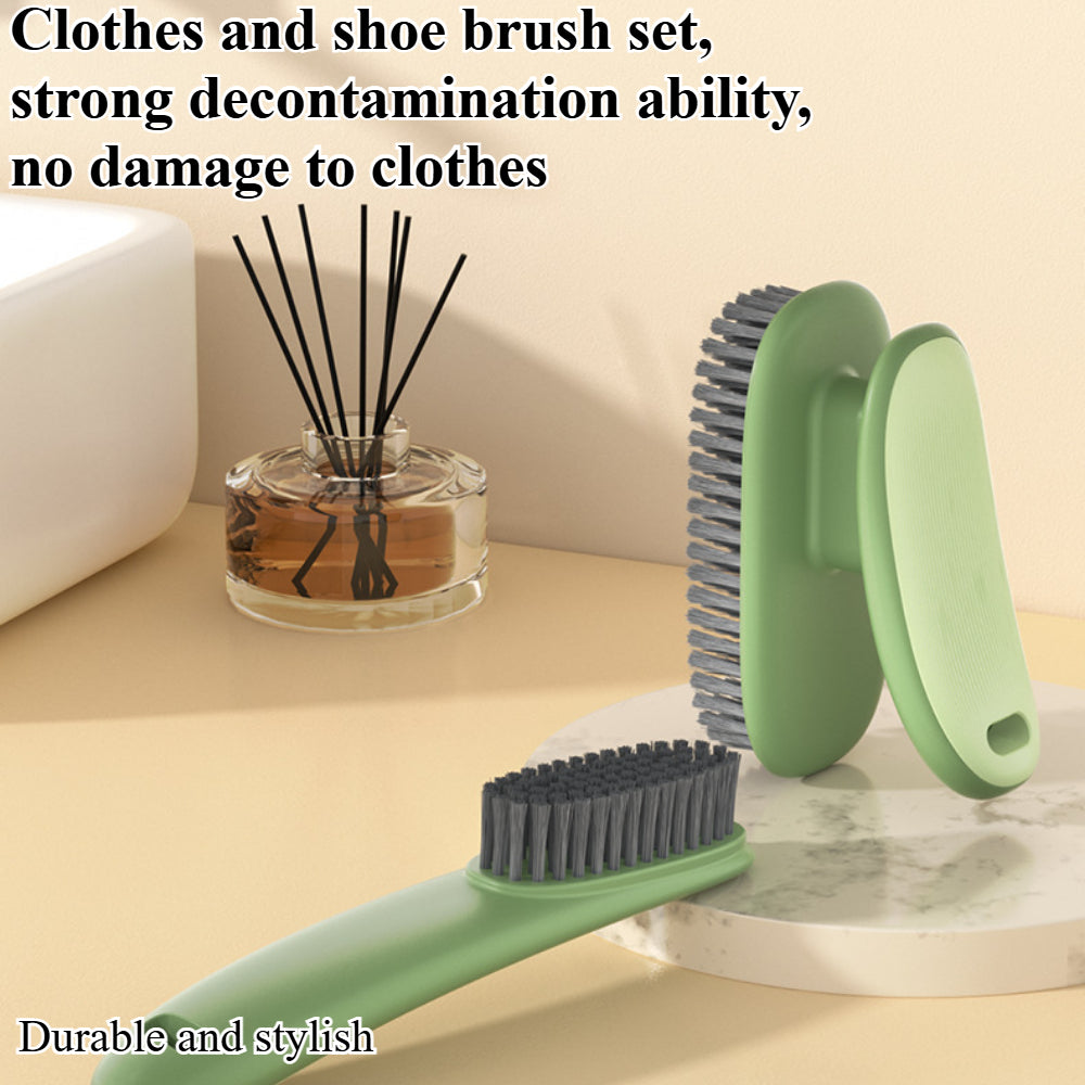 2-Piece Cleaning Brush Set - Ergonomic Long/Short Handle Soft Bristle Brushes for Home, Kitchen, Bathroom & Laundry (Green)