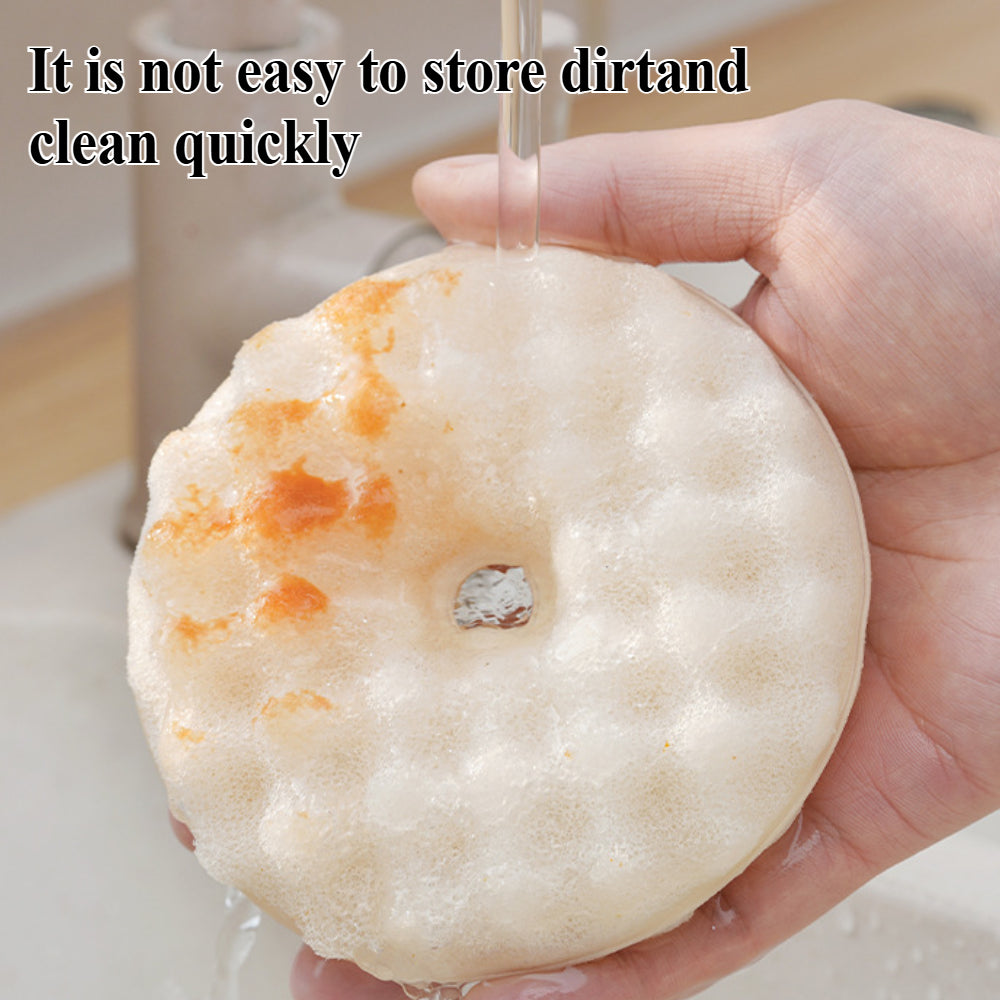 Natural Cleaning Sponges with Suction Cups - 2-Sided Dish Scrubber for Non-Stick Pans - Kitchen & Bathroom Use
