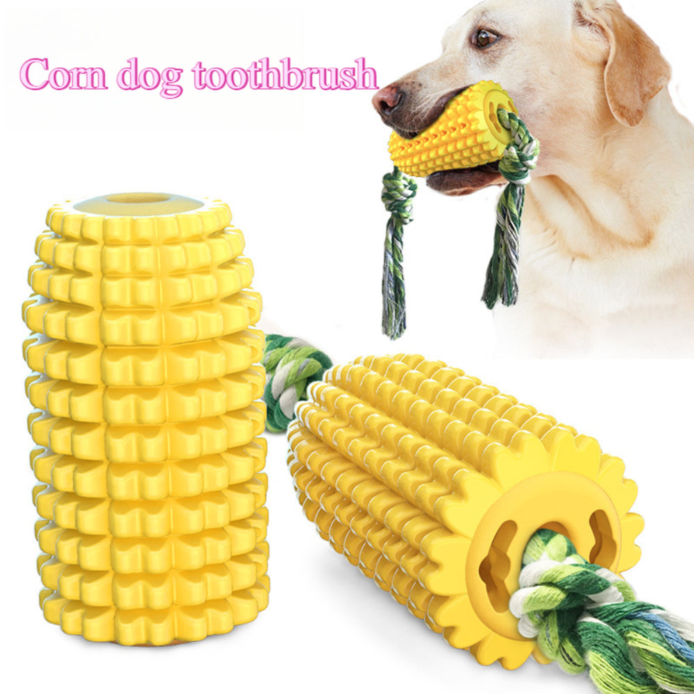 Tough Corn Dog Chew Toys - Durable Rubber Squeaky Toys for Aggressive Chewers