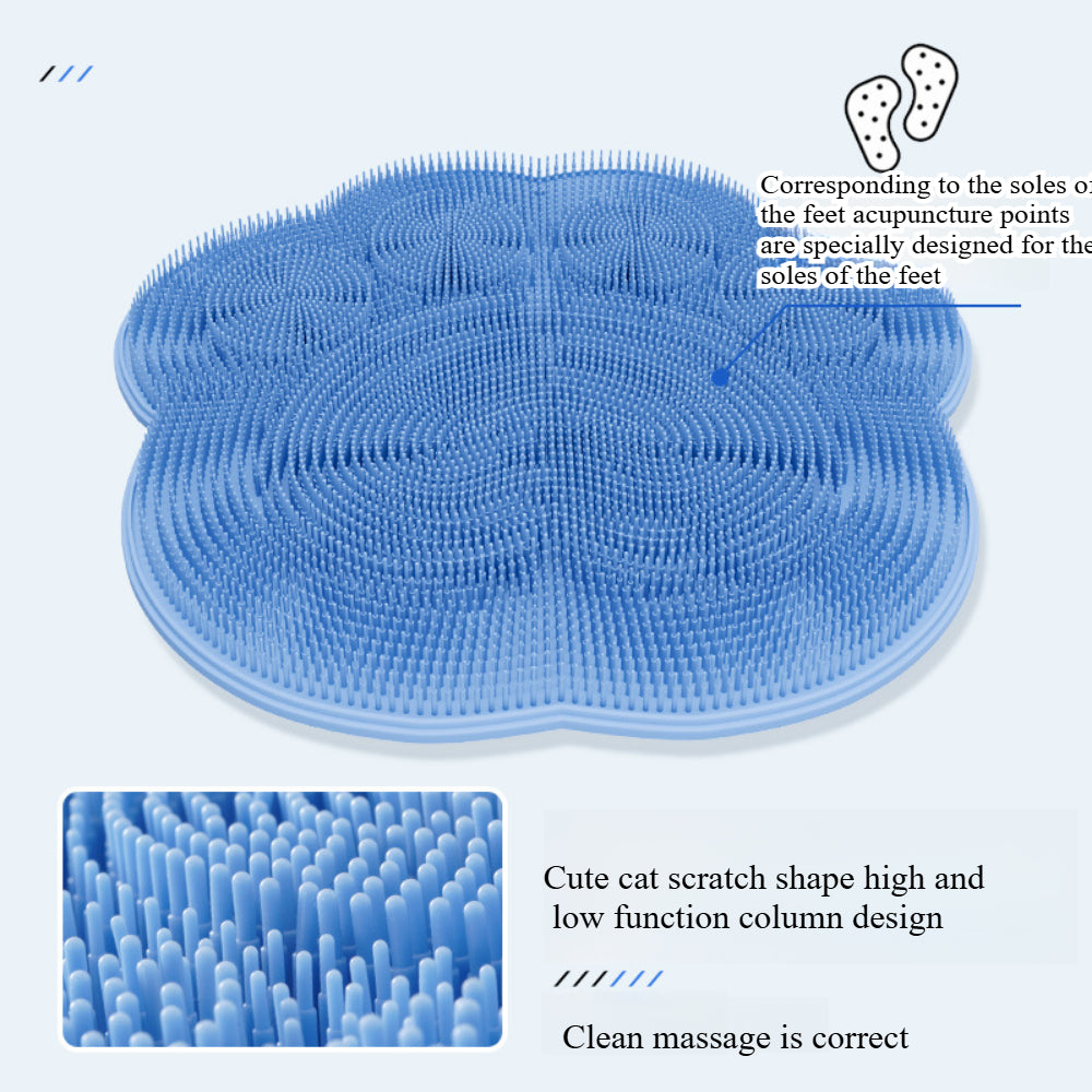 Silicone Shower Foot Scrubber Mat - Wall Mounted with Non-Slip Suction Cups, Exfoliating Massage Pad for Bath & Pedicure