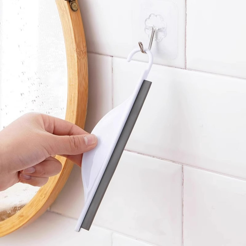 Mini Shower Squeegee with Hook - 2-Pack Silicone Water Wiper for Bathroom Mirror, Kitchen Counter & Tiles