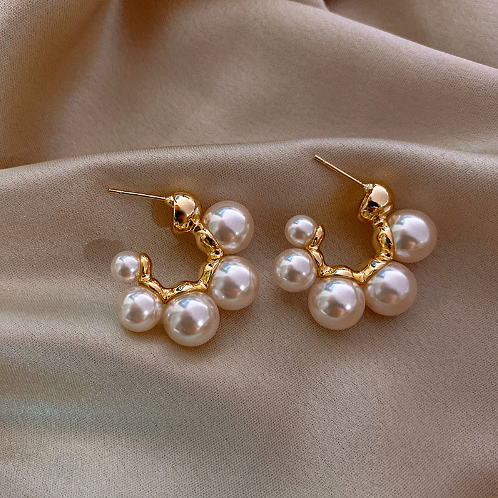 Minimalist Pearl Drop Earrings for Women – Freshwater Pearl Hoop & Dangle Huggie Earrings, 925 Silver Lightweight Everyday Jewelry