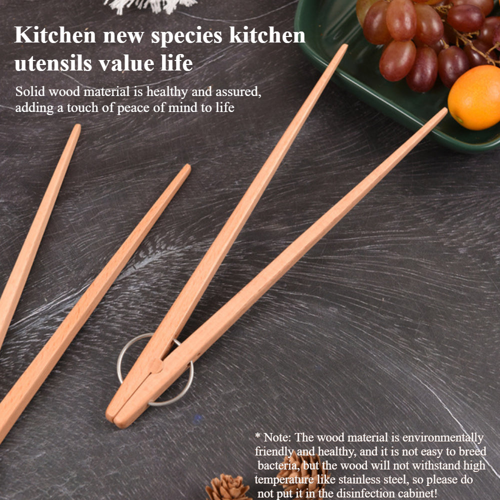 Long Wooden Toaster Tongs – Kitchen Utensil for Bread, Pickles, Muffins, and Cooking