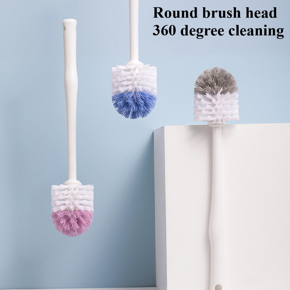 Long Handle Toilet Brush Set – Soft Bristle Bathroom Cleaning Brush with Holder