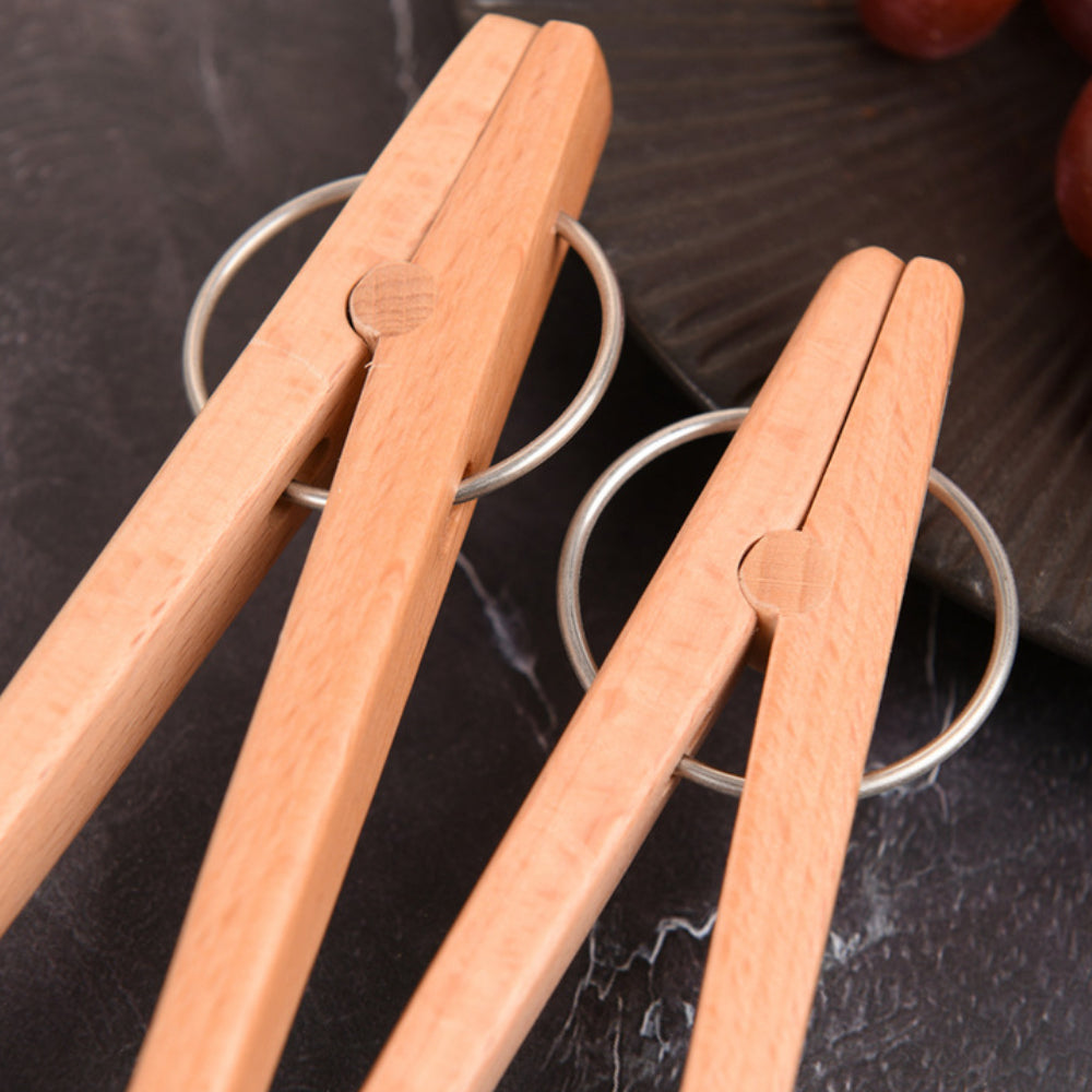 Long Wooden Toaster Tongs – Kitchen Utensil for Bread, Pickles, Muffins, and Cooking