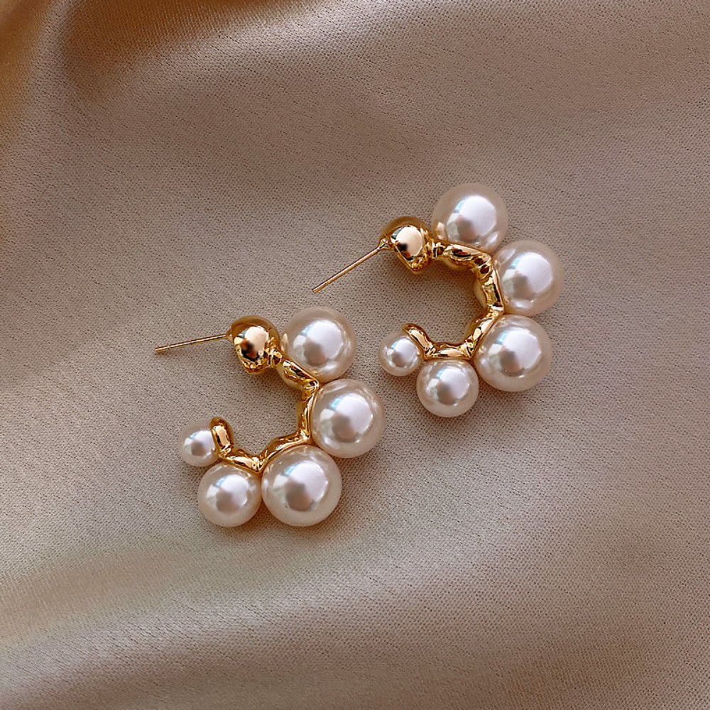 Minimalist Pearl Drop Earrings for Women – Freshwater Pearl Hoop & Dangle Huggie Earrings, 925 Silver Lightweight Everyday Jewelry