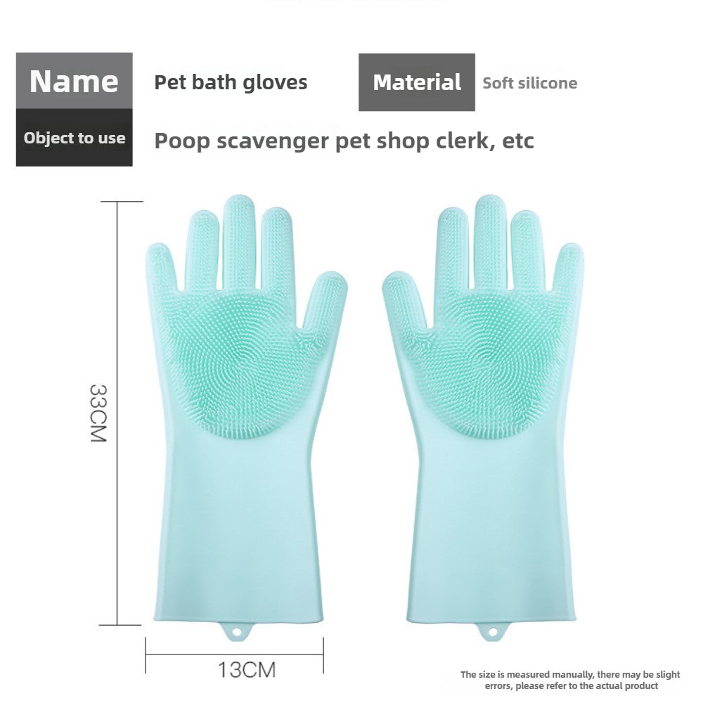 Heat Resistant Silicone Pet Grooming Gloves for Dogs & Cats, Blue