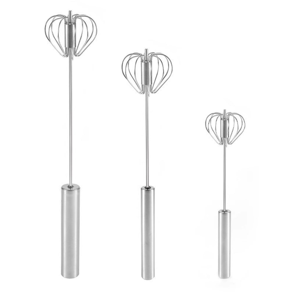 Stainless Steel Hand Push Rotary Whisk – Semi-Automatic Whisk for Mixing, Whipping, Beating, and Stirring, Dishwasher Safe