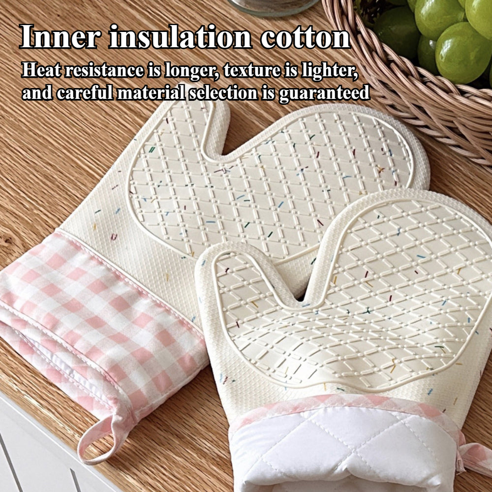 Silicone Oven Mitts (2-Pack) - Heat Resistant to 500°F, Waterproof Kitchen Gloves