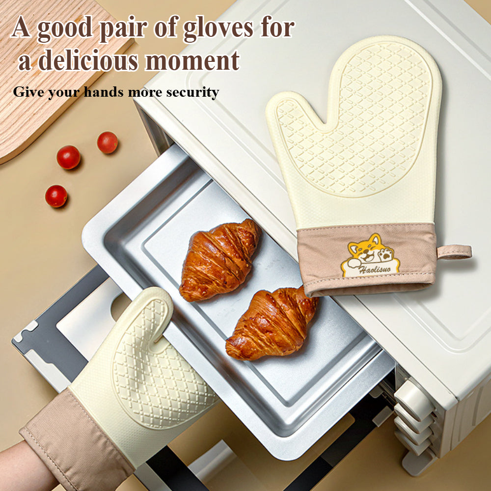 Non-Slip Silicone Oven Gloves - Heat Resistant to 500°F, Kitchen Gloves for Baking, Cooking & Grilling 1pcs