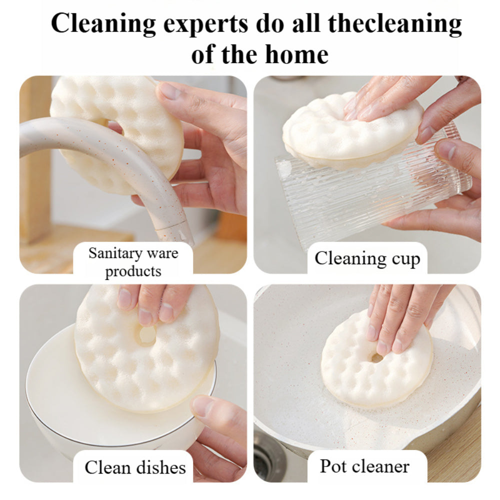 Natural Cleaning Sponges with Suction Cups - 2-Sided Dish Scrubber for Non-Stick Pans - Kitchen & Bathroom Use