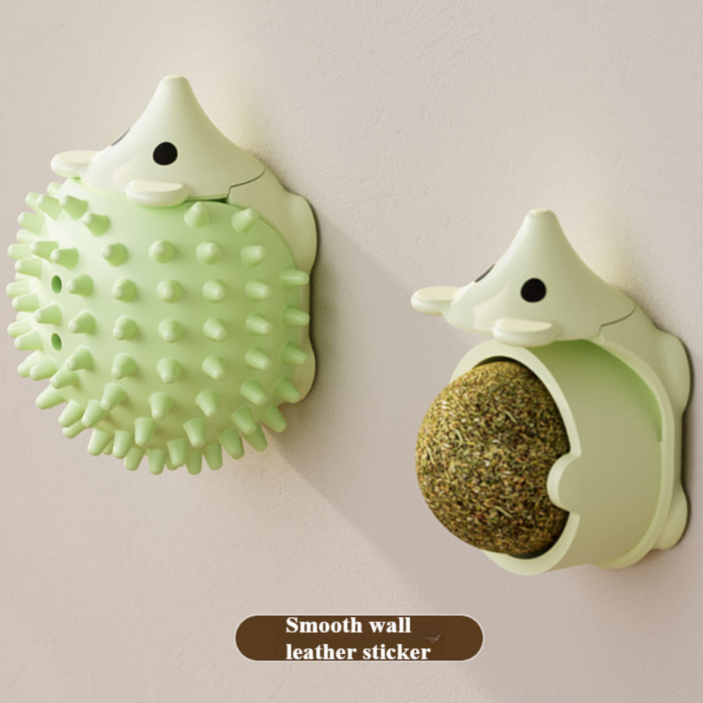 Interactive Catnip Wall Balls - Dual-Purpose Groomer & Toy (2-Pack) for Indoor Cats