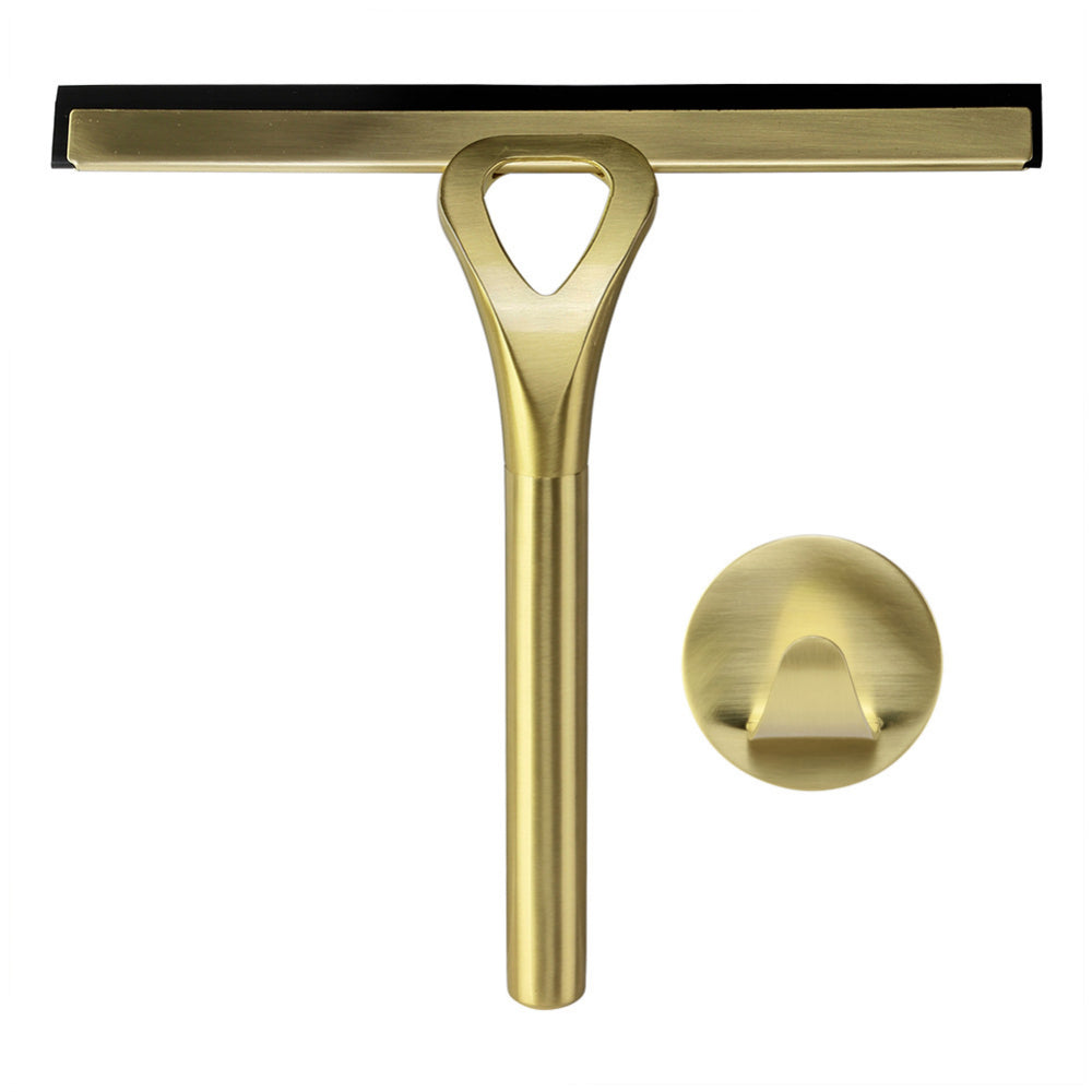 Gold Stainless Steel Shower Squeegee – All-Purpose Glass Wiper for Shower Doors,Tiles, and Car Glass