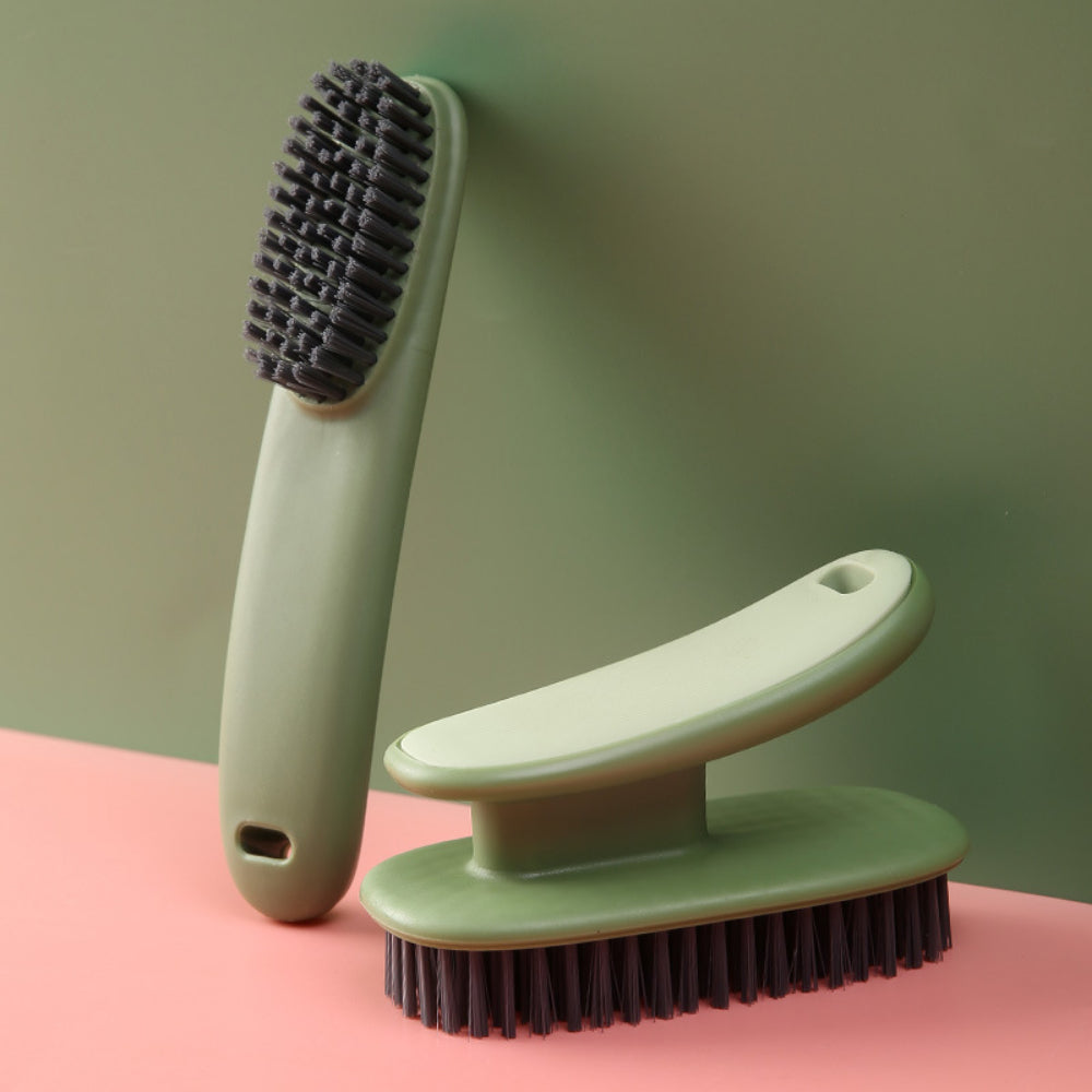 2-Piece Cleaning Brush Set - Ergonomic Long/Short Handle Soft Bristle Brushes for Home, Kitchen, Bathroom & Laundry (Green)