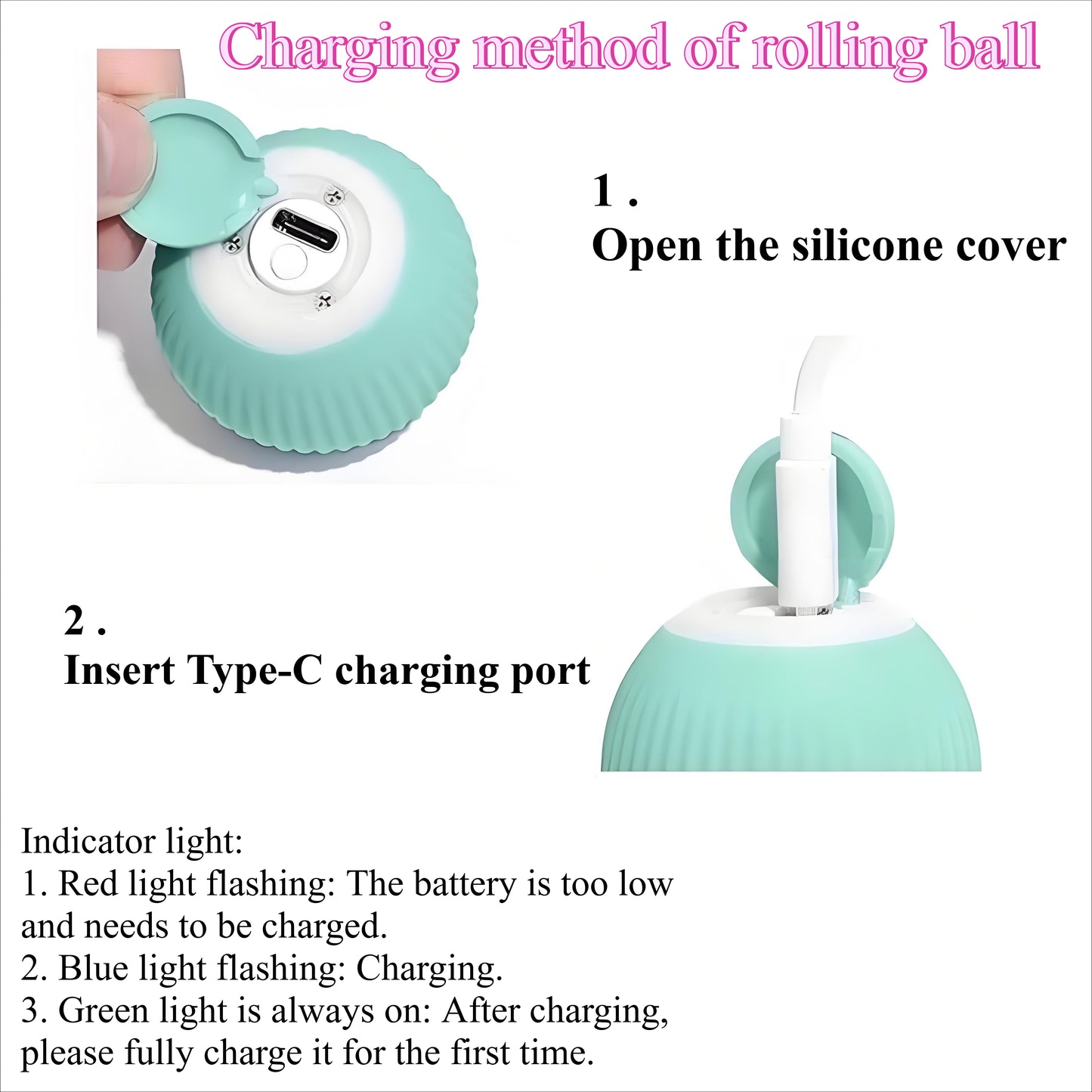 Interactive Cat Toy Ball - 360° Auto-Rolling with LED & Sound - USB Rechargeable Pet Toy