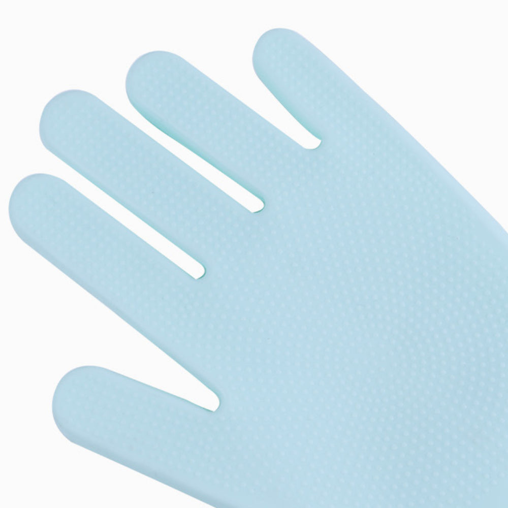 Heat Resistant Silicone Pet Grooming Gloves for Dogs & Cats, Blue