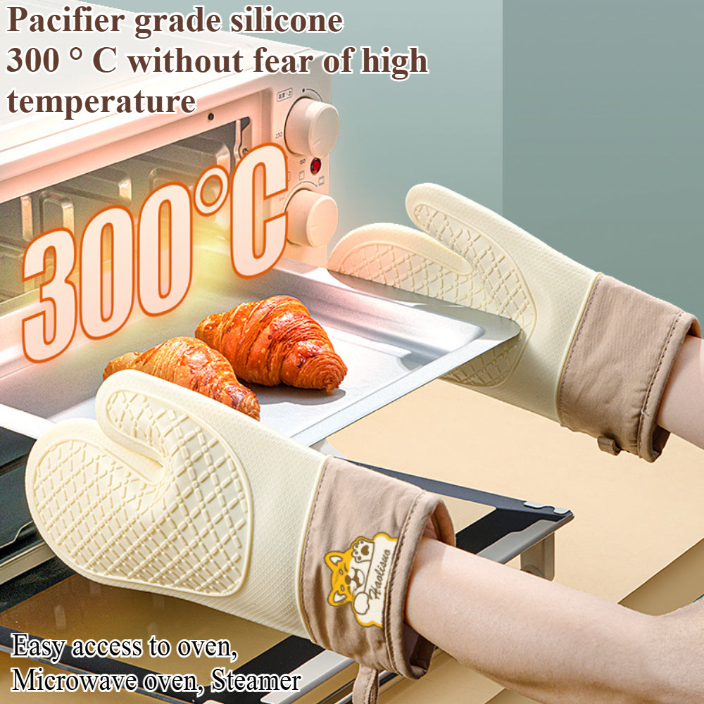 Non-Slip Silicone Oven Gloves - Heat Resistant to 500°F, Kitchen Gloves for Baking, Cooking & Grilling 1pcs