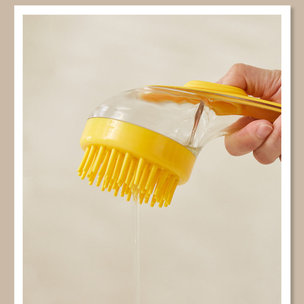 2-in-1 Pet Bath Brush with Shampoo Dispenser - Gentle Massage Scrubber for Dogs & Cats (Long/Short Hair)