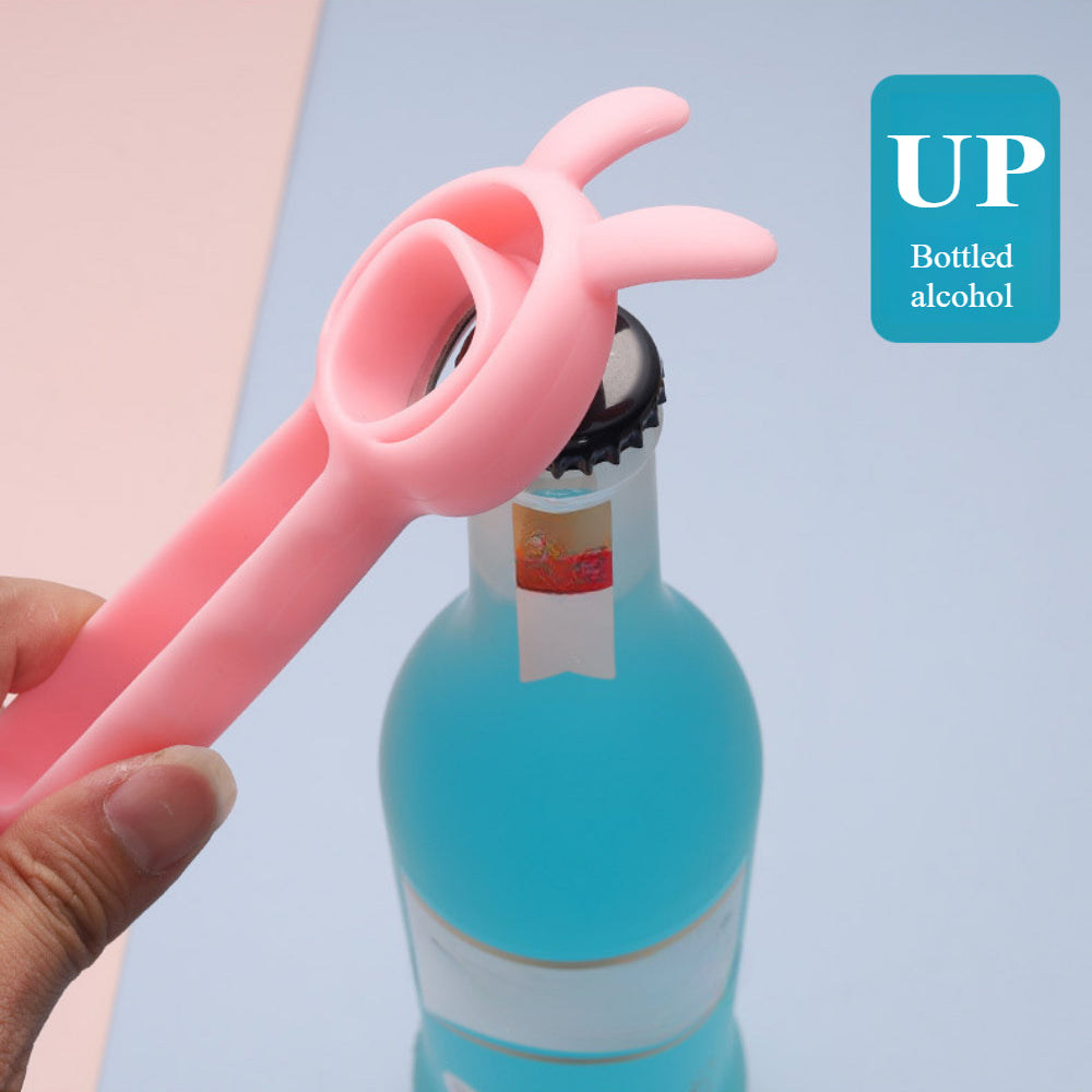 2PCS 4-in-1 Multi-Function Bottle & Jar Opener Set - Cute Rabbit Design for Elderly/Children + Kitchen Can/Beer Opener Tool