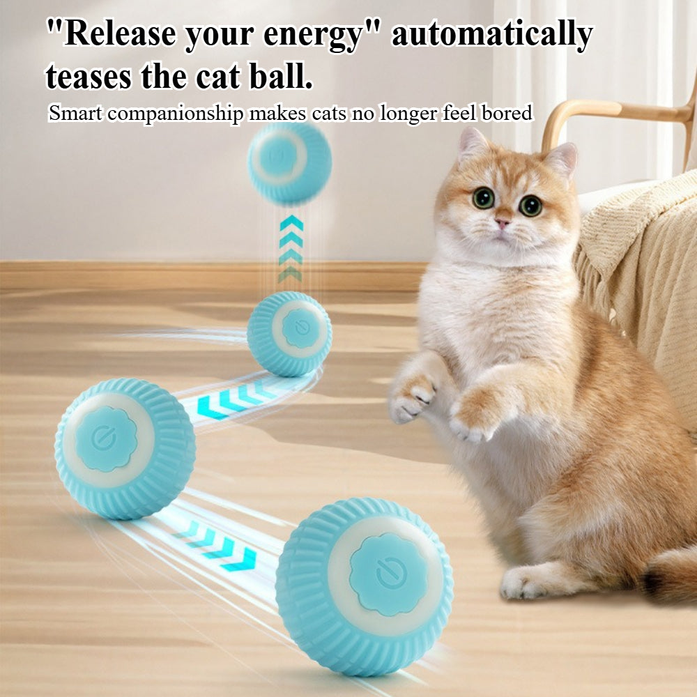 Interactive Cat Toy Ball - 360° Auto-Rolling with LED & Sound - USB Rechargeable Pet Toy