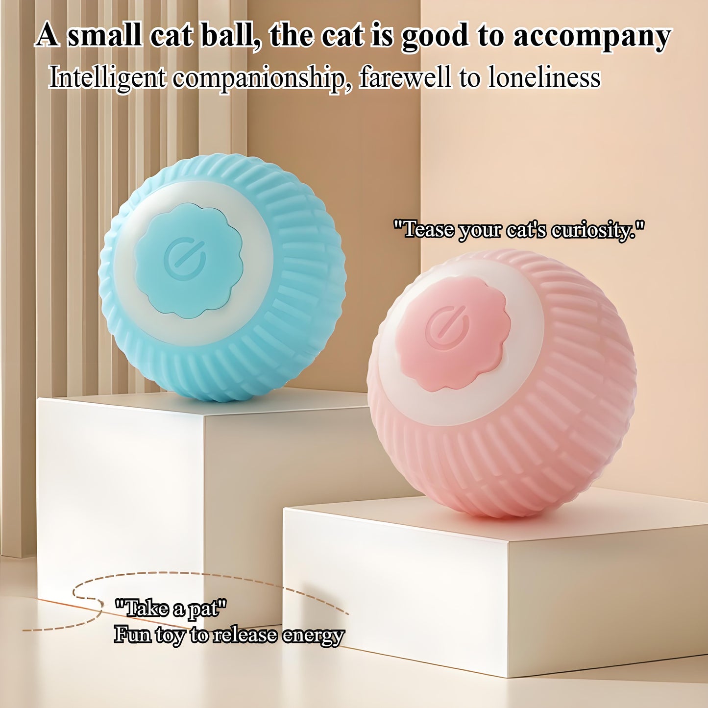 Interactive Cat Toy Ball - 360° Auto-Rolling with LED & Sound - USB Rechargeable Pet Toy