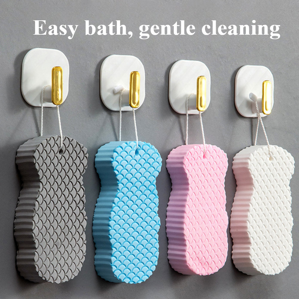 4 PCS Exfoliating Bath Sponges Set - Body Scrub Sponges for Dead Skin Removal - Gentle for Adults, Baby & Pregnant Women