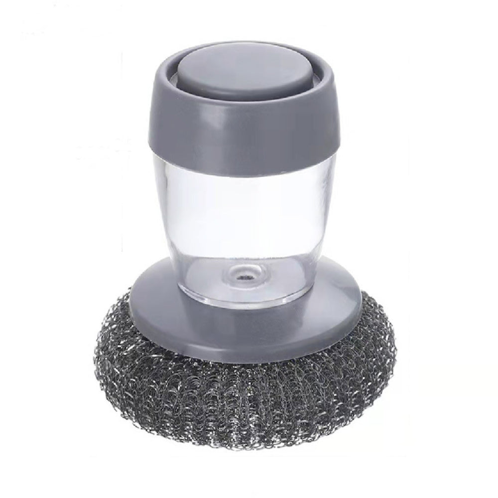 Press-Type Automatic Liquid Dispensing Pot Scrubber – Heavy-Duty Kitchen Cleaning Brush