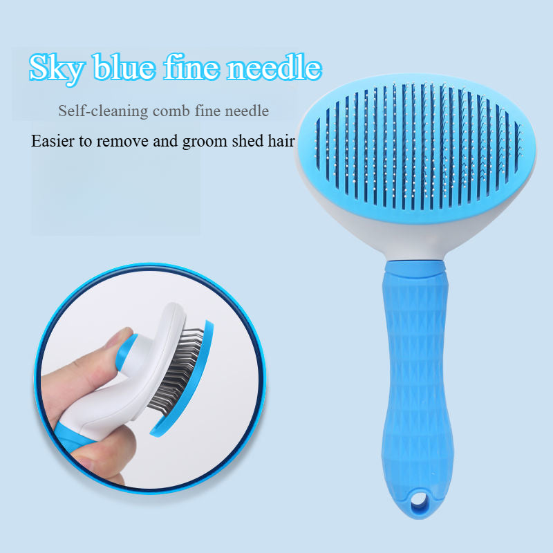 Professional Pet Slicker Brush - One Click Self-Cleaning Stainless Steel Brush for Dog & Cat Grooming