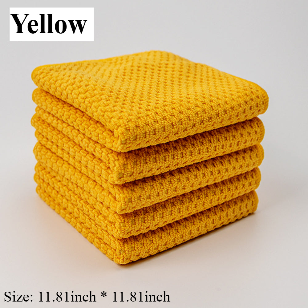 5-Pack Multi-Purpose Microfiber Cleaning Cloths – Ultra Soft, Lint & Streak-Free for Kitchen, Home, Office (5 Colors)