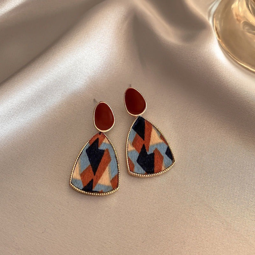 5-Pair Vintage Pearl Earrings Set - S925 Silver Needle Earrings in Wine Red with Advanced Retro Design