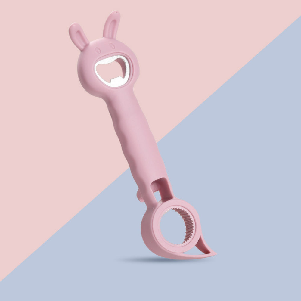 2PCS 4-in-1 Multi-Function Bottle & Jar Opener Set - Cute Rabbit Design for Elderly/Children + Kitchen Can/Beer Opener Tool