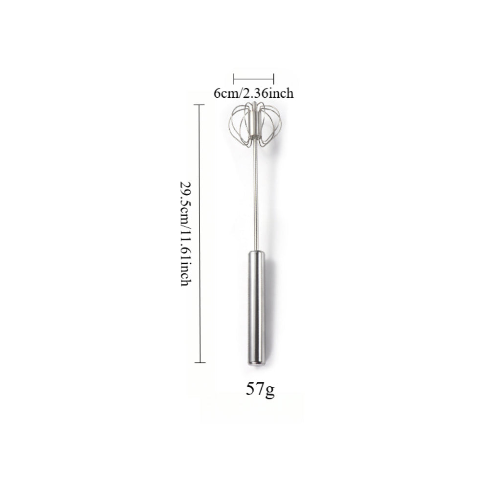 Stainless Steel Hand Push Rotary Whisk – Semi-Automatic Whisk for Mixing, Whipping, Beating, and Stirring, Dishwasher Safe