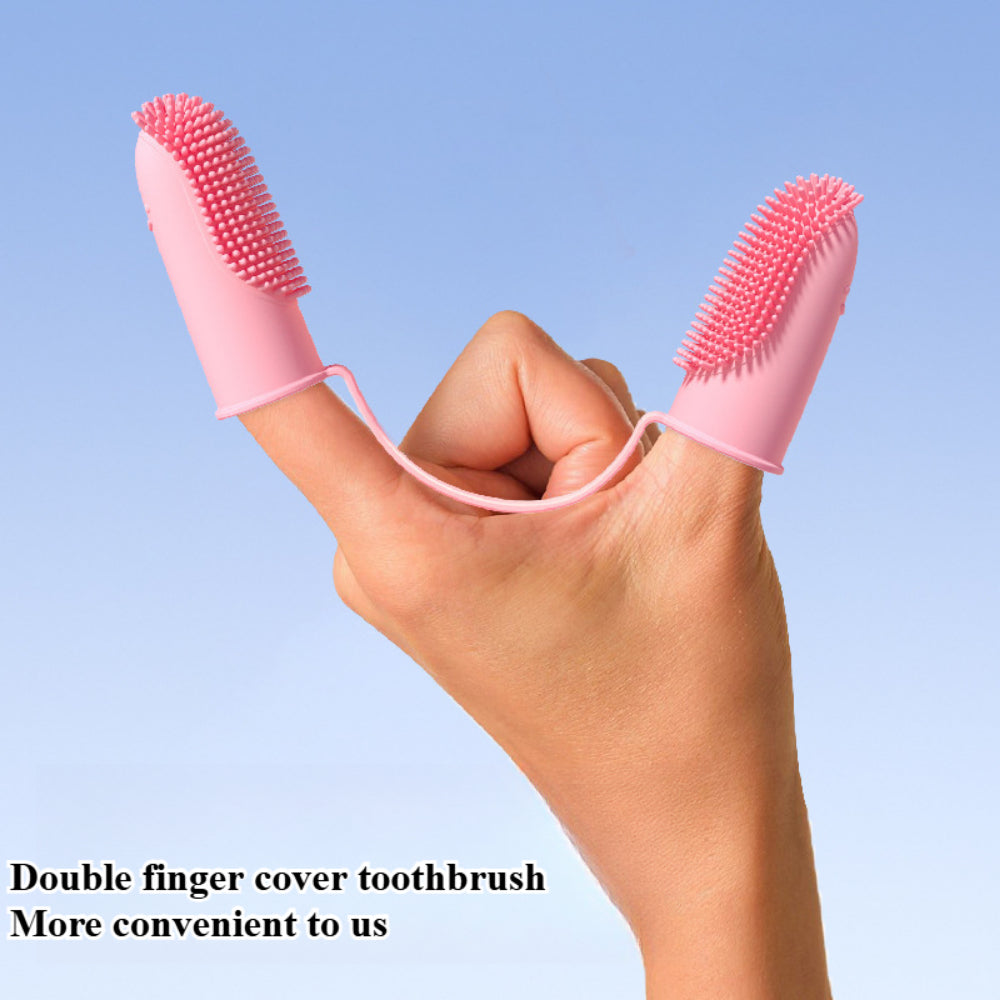 3-Pack Double Finger Dog Toothbrush Kit - 135° Soft Bristle Toothbrush for Small, Medium & Large Dogs, Cats & Puppies (360° Dental Cleaning)