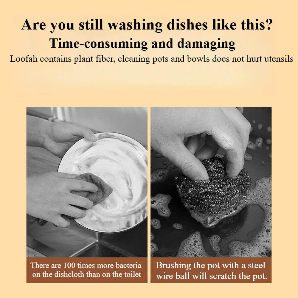 Natural Loofah Sponge & Dishcloth – Scratch-Resistant Cleaning Tools for Kitchen, Bathroom, and Household(2pcs)