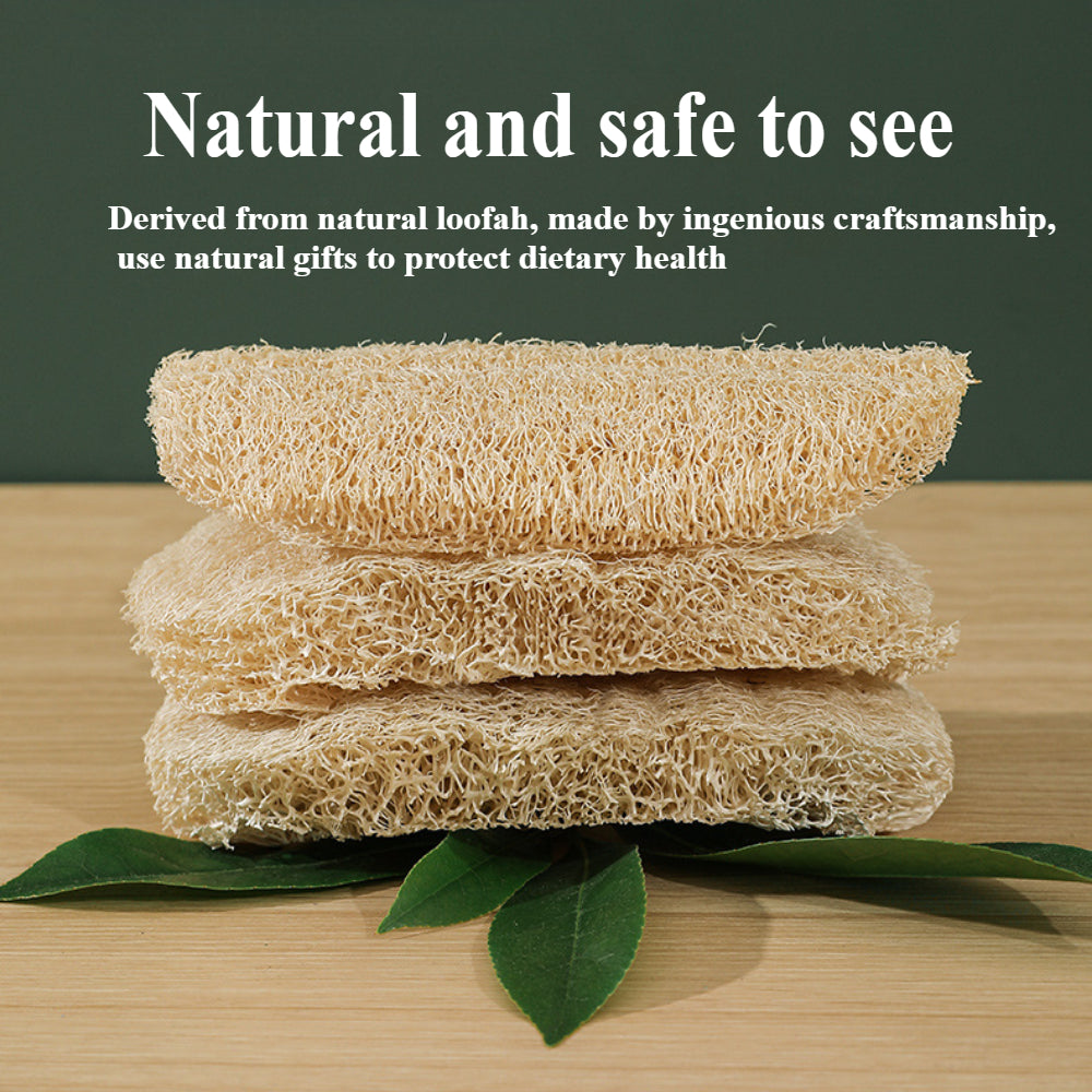 Natural Loofah Sponge & Dishcloth – Scratch-Resistant Cleaning Tools for Kitchen, Bathroom, and Household(2pcs)