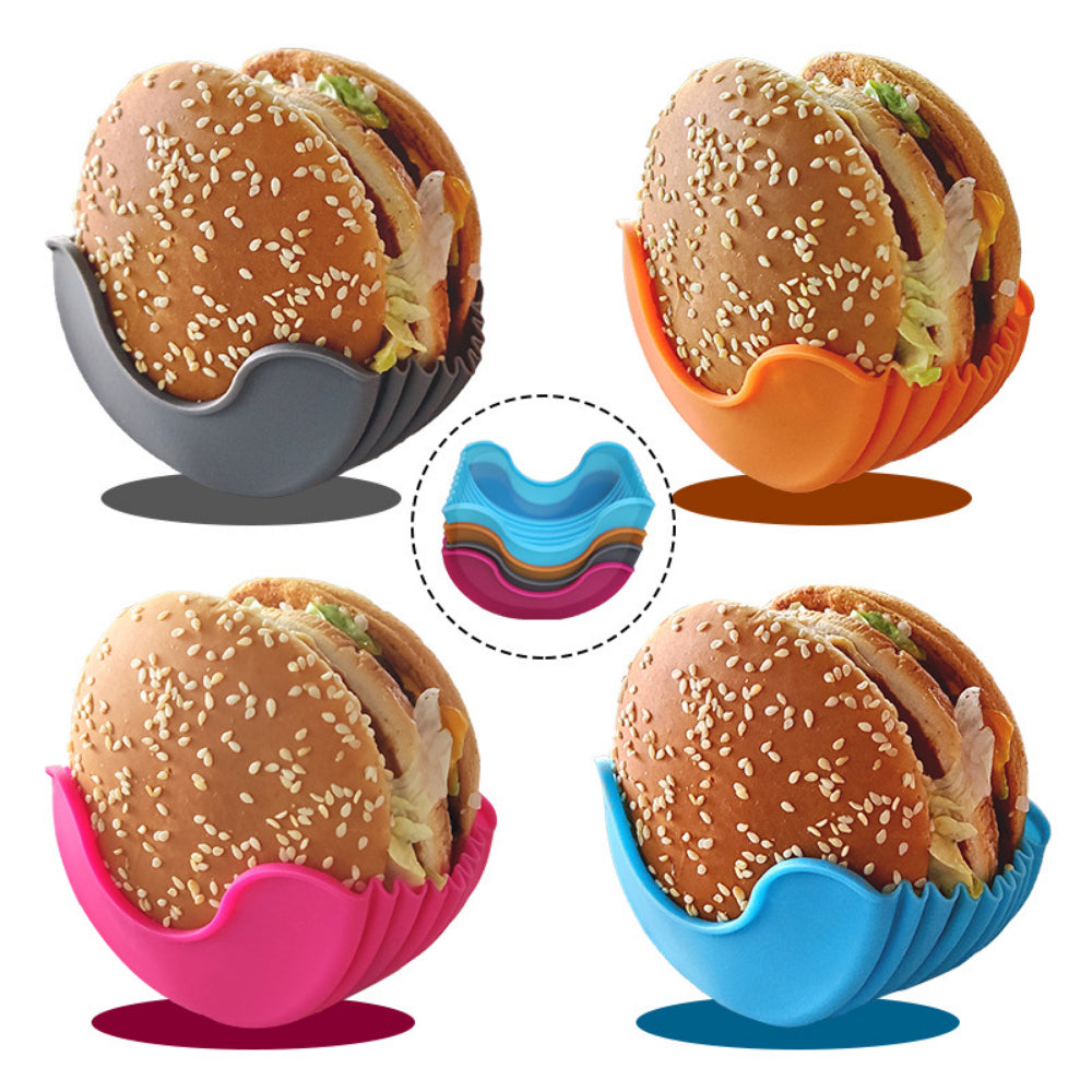 4-Pack Retractable Burger Holders - Reusable Sandwich Bun Clips for Perfectly Assembled Burgers