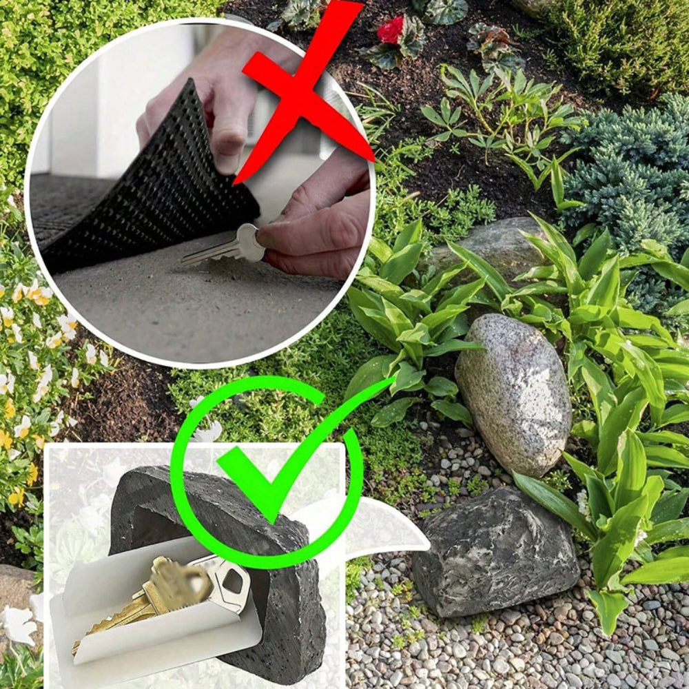 Hidden Key Safe Fake Rock – Waterproof Outdoor Key Holder Box Disguised as Garden Stone