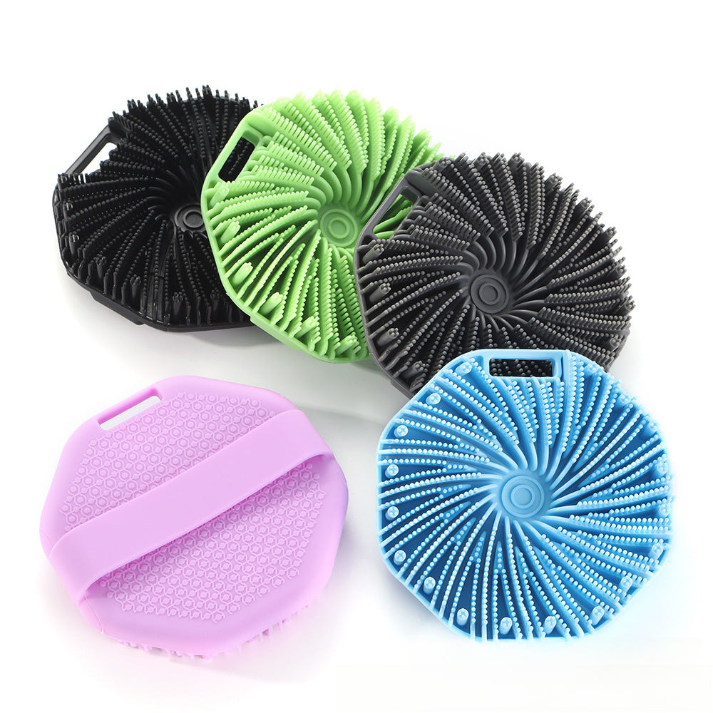 Silicone Body Scrubber with Non-Slip Handle - Exfoliating Shower Scrubber for Smooth Skin, Travel-Friendly & Hygienic