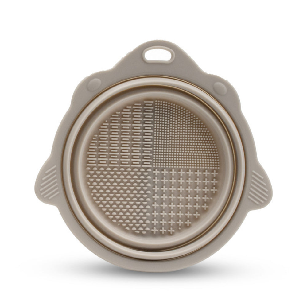 Portable Makeup Brush Cleaning Mat – Round Silicone Brush Cleaner Pad with Washing Tool