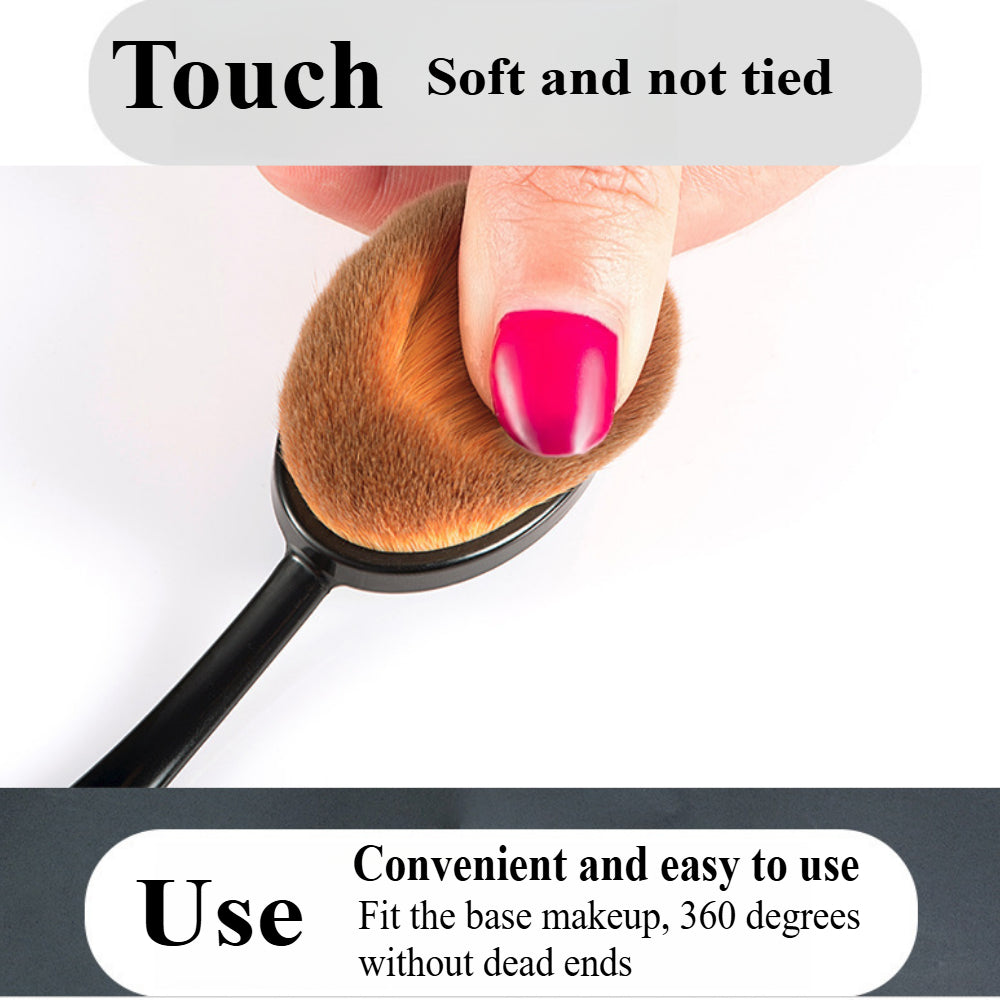 2-Piece Luxury Oval Makeup Brush Set - Professional Grade Powder & Liquid Foundation Brush for Seamless Blending & Contouring