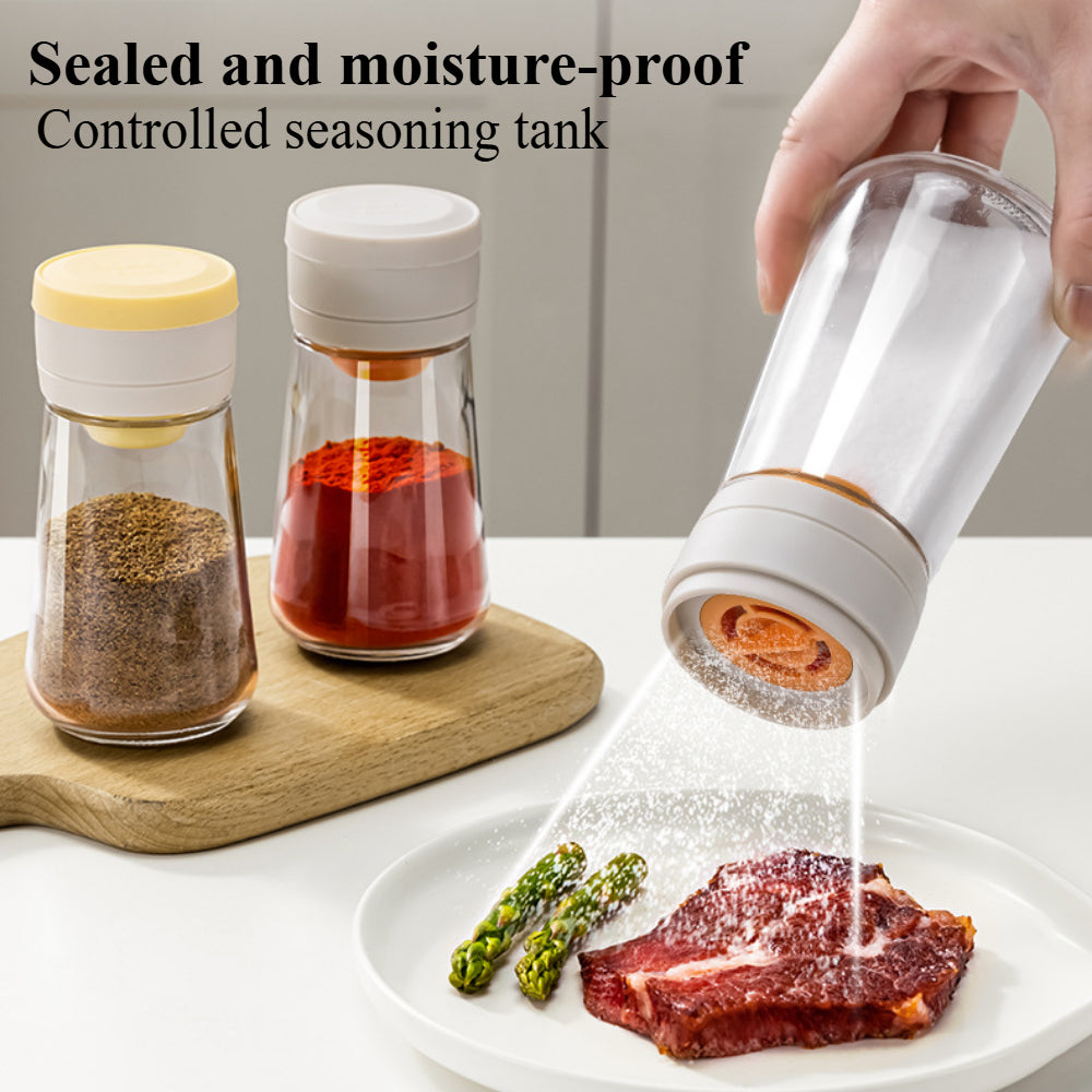 Precision Salt and Pepper Shakers - 0.5g Push-Button Glass Dispenser for Spices, Sugar & Seasonings | Mess-Free Kitchen Tools