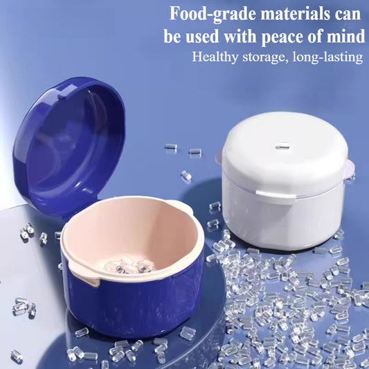 Orthodontic Cleaning Kit - Denture Bath Box with Strainer for Braces, Retainers & Dentures | Portable Double-Layer Case