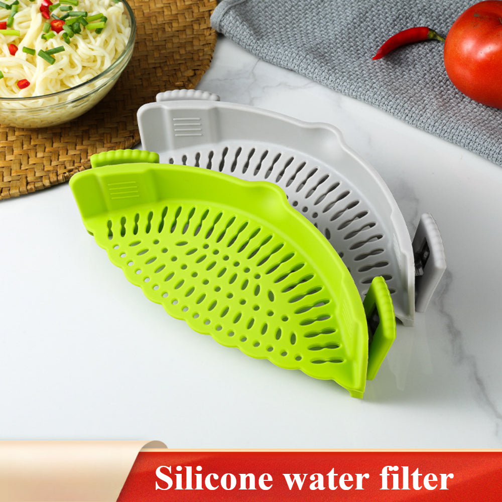 Clip-On Silicone Strainer – Universal Pasta & Vegetable Colander for All Pots/Pans – BPA-Free Kitchen Strainer for Meat, Fruit & More