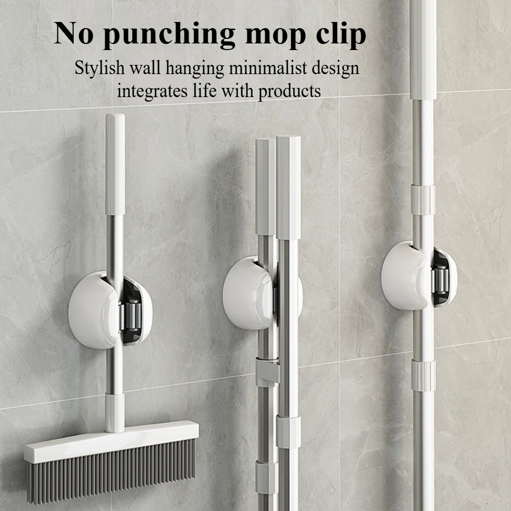 Space-Saving Broom Organizer – 5-Piece Adhesive Wall Mount Kit – No Punch Needed for Brooms/Mops/Rakes