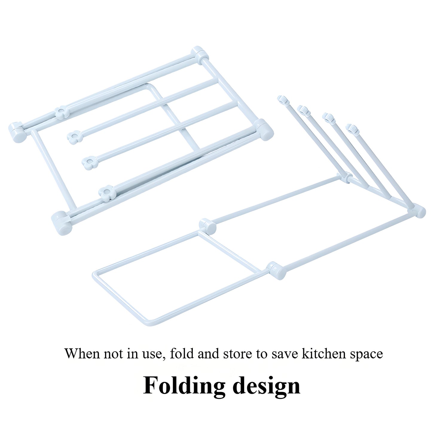 Compact 4-Arm Dish Rag Holder - Foldable Countertop Drying Rack for Kitchen Cloths