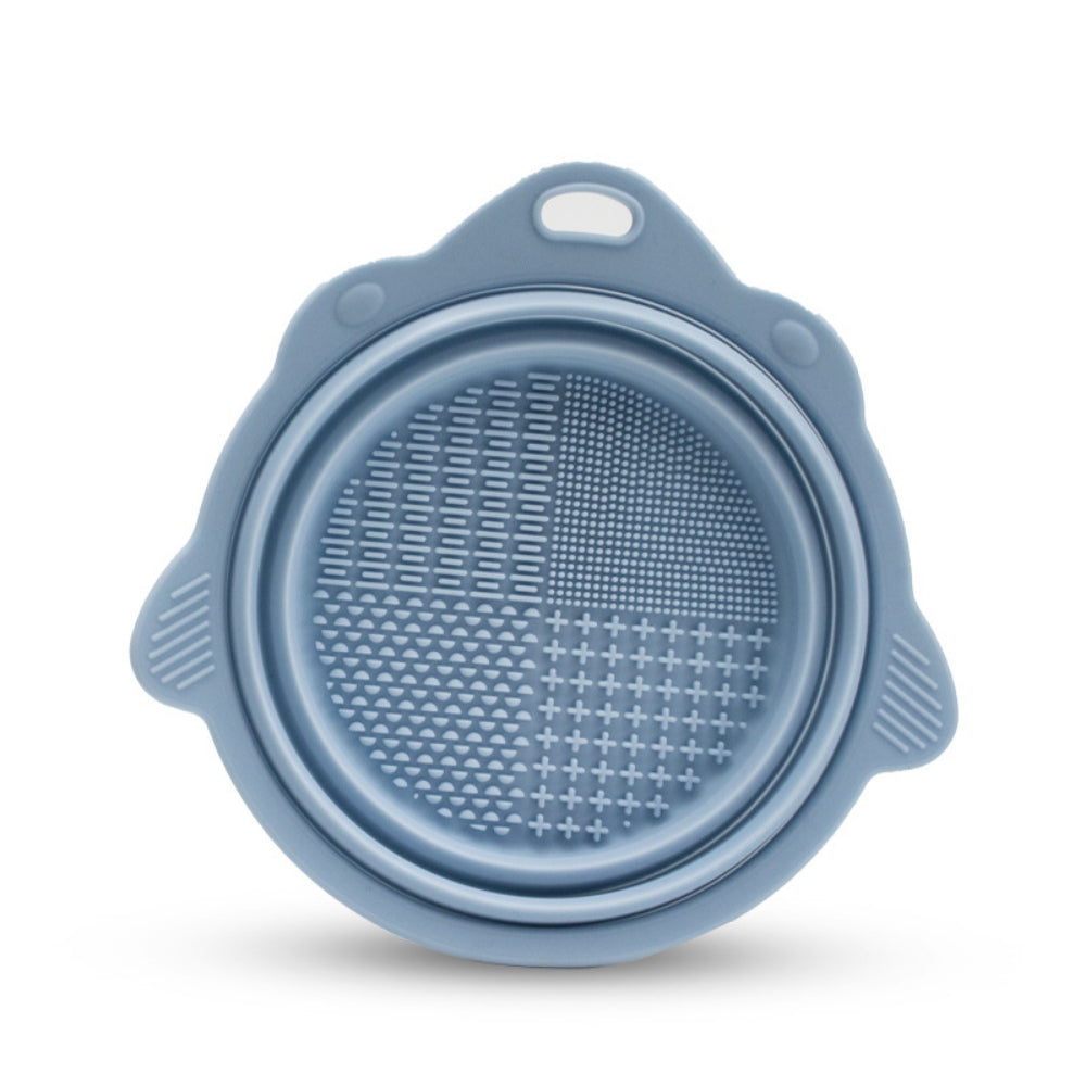 Portable Makeup Brush Cleaning Mat – Round Silicone Brush Cleaner Pad with Washing Tool