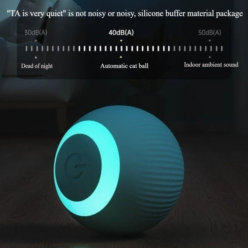 Interactive Cat Toy Ball - 360° Auto-Rolling with LED & Sound - USB Rechargeable Pet Toy