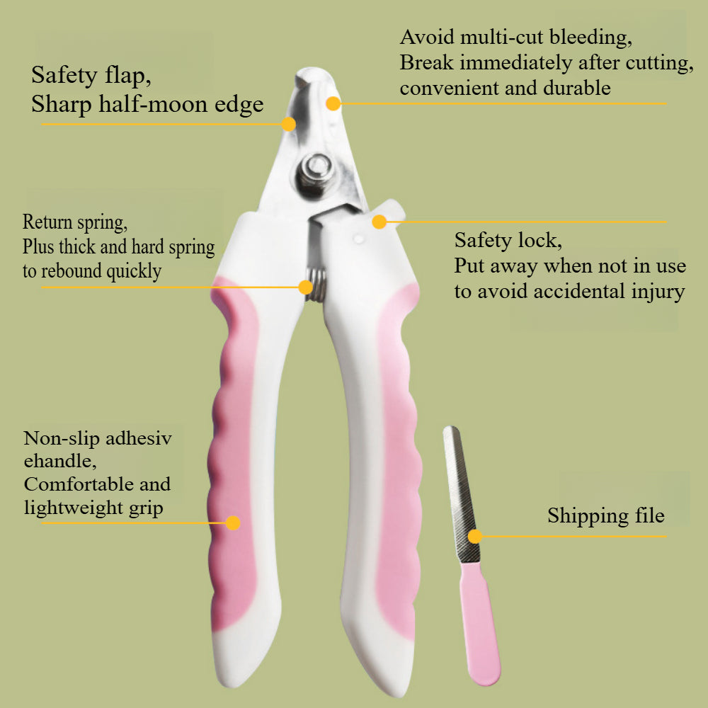 Stainless Steel Pet Nail Clippers with Safety Guard - Sharp, Non-Slip Trimmer for Dogs & Cats